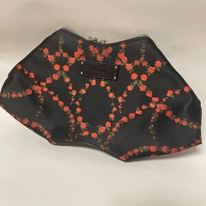 Alexander McQueen Manta Silk Clutch Rose Black Red Authentic
